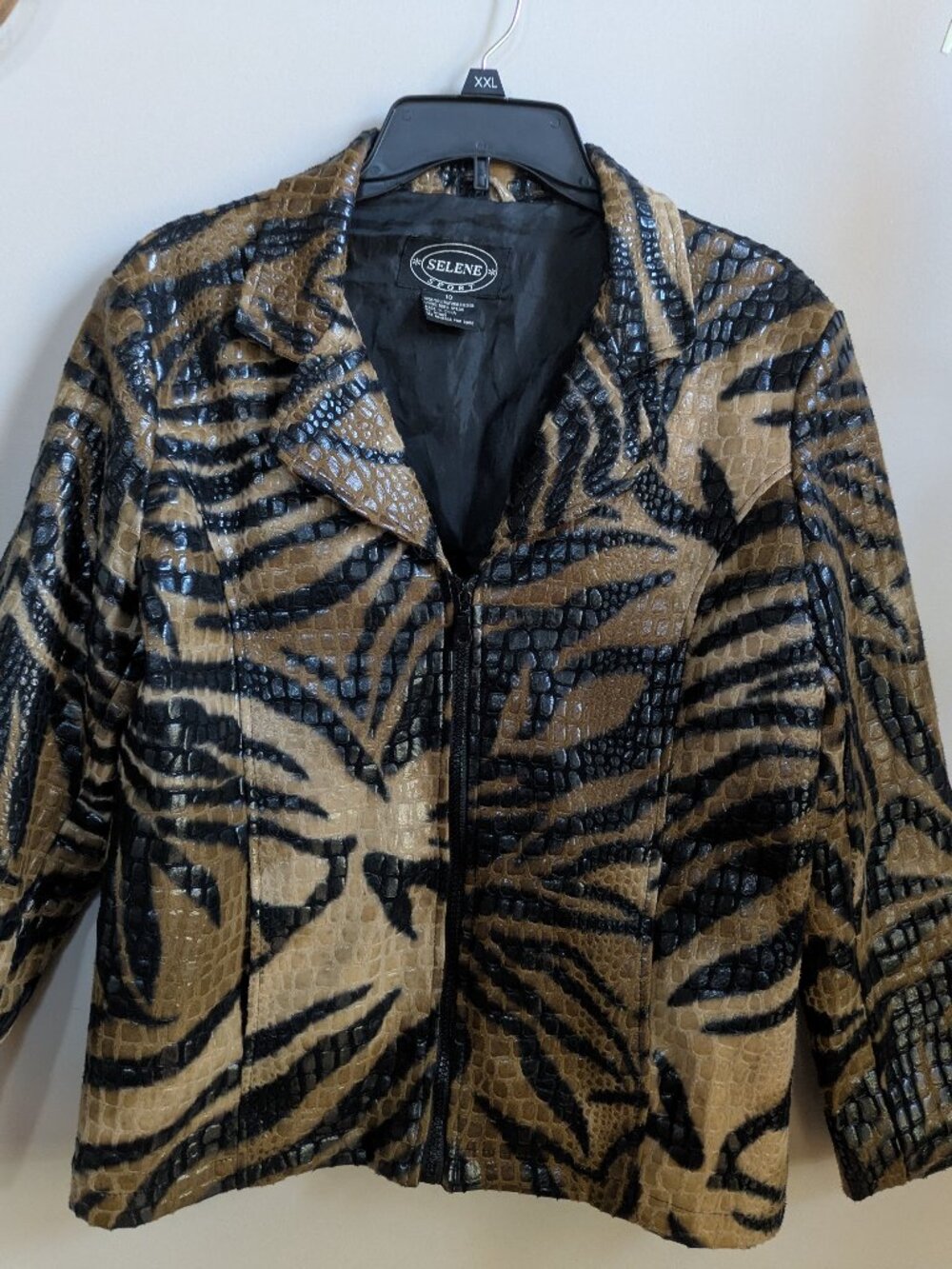 selena sport tiger print embellished jacket size 10 vtg zip up jacket #598